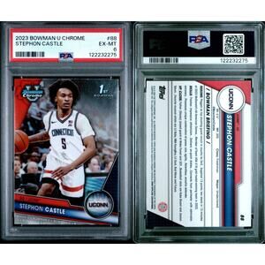 2023-24 Bowman Chrome U 1st Stephon Castle #88 Uconn Spurs Rookie RC PSA 6
